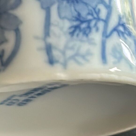 Vintage Windward Training Co Japan Blue & White Floral Coffee Cup Mug W/Cover Li - Picture 10 of 10